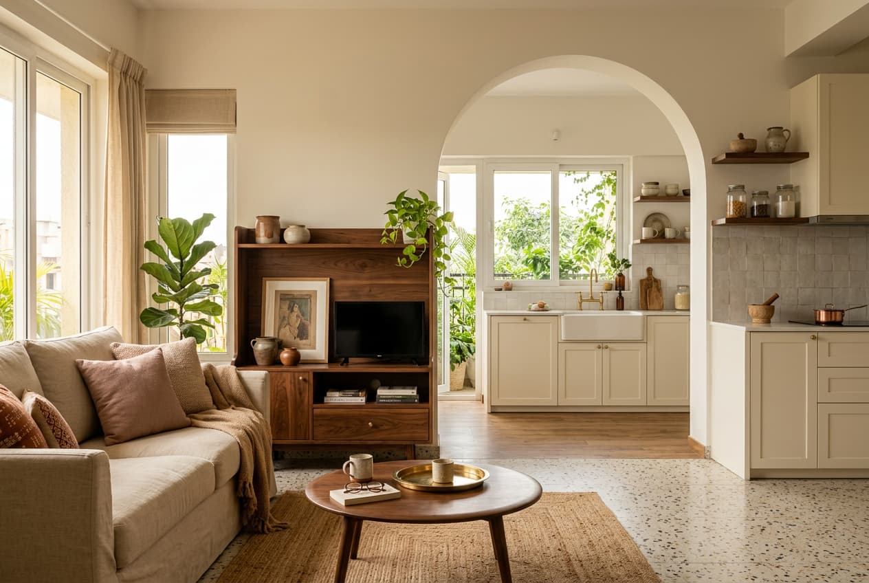 A completed warm Aakar Modular living space